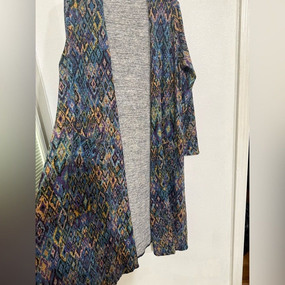 Lula Roe cardigan duster. Open kimono. Long size L. - Picture 5 of 6
